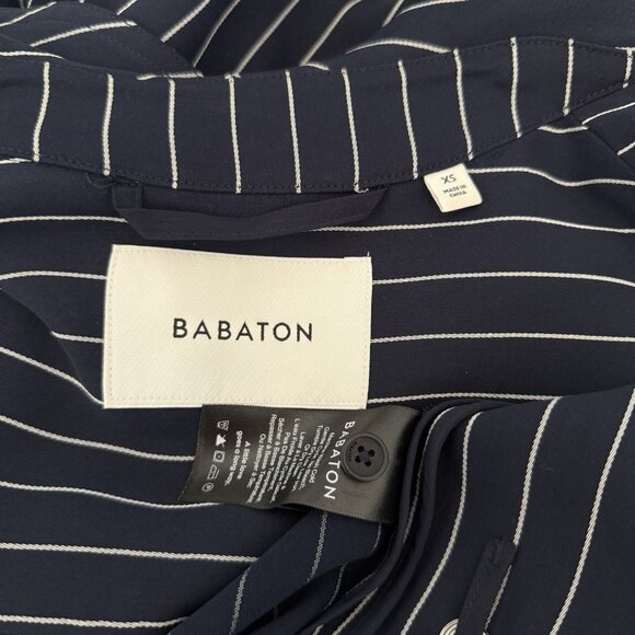 ARITZIA BABATON Kahlo Robe Coat Jacket Navy Blue Pinstripe - Picture 11 of 12